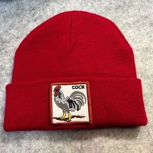 Good‎ Morning Red rooster knitted polyester beanie nail polish red fits all
